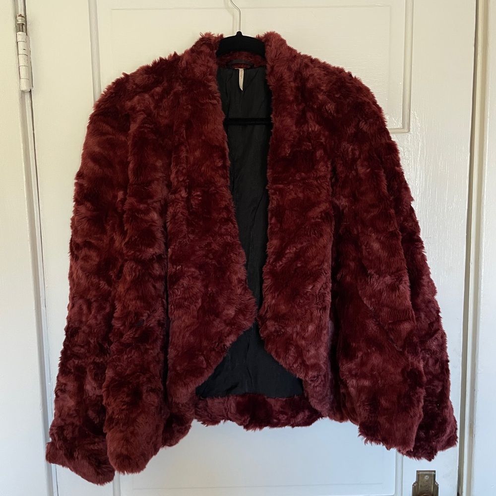 Free People Burgundy Fur jacket S